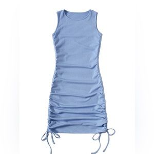 SHEIN Drawstring Side Rib-Knit Bodycon Dress